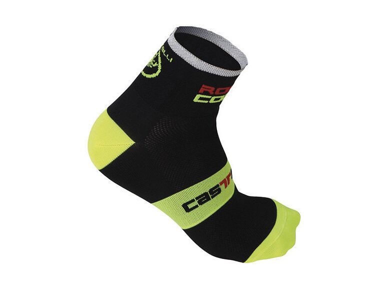 Castelli - pánské ponožky Rosso Corsa 6 cm, black/yellow fluo