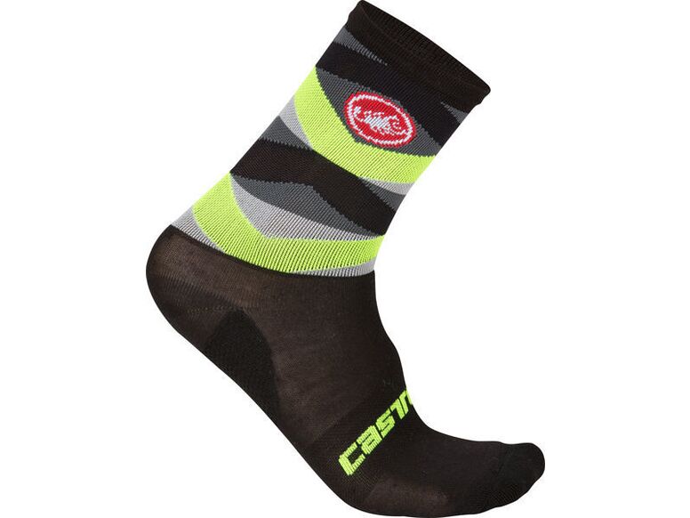 Castelli - pánské ponožky Fatto 12 cm, black/yellow fluo