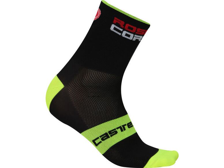 Castelli - pánské ponožky Rosso Corsa 6 cm, black/yellow fluo