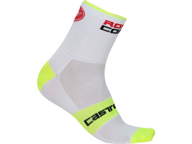 Castelli - pánské ponožky Rosso Corsa 6 cm, white/yellow fluo