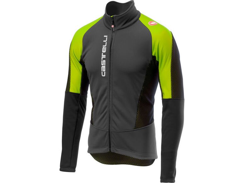 Castelli - pánská bunda Mortirolo V, dark grey/yellow fluo
