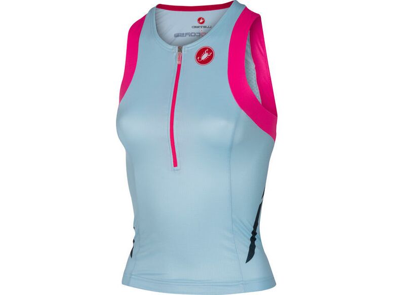 Castelli - dámský top Free Tri Singlet, pale blue/pink fluo