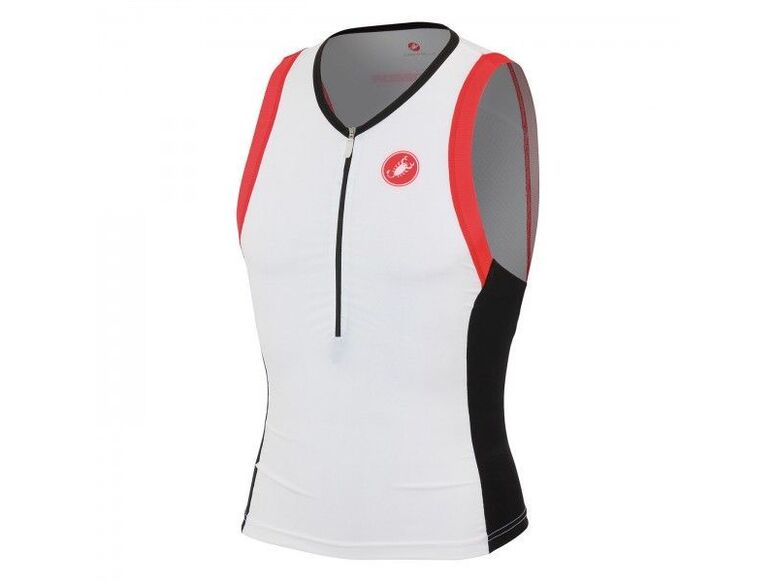 Castelli - pánský dres bez rukávů, Free Tri Top, white/black/red