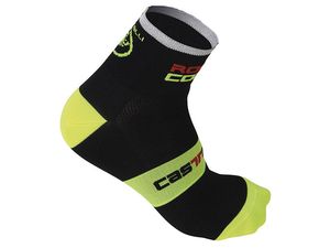 Castelli - pánské ponožky Rosso Corsa 6 cm, black/yellow fluo