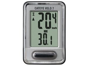 Cyklopočítač CATEYE CAT VELO 7 (VL520) (černá/stříbrná)